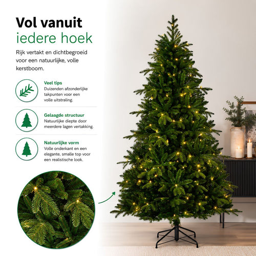 Black Box Trees Brampton Kerstboom met Verlichting - Kunstkerstboom Slim Model met 240 LED Lampjes - Kerstversiering voor Binnen - Extra Smal - H215 x
