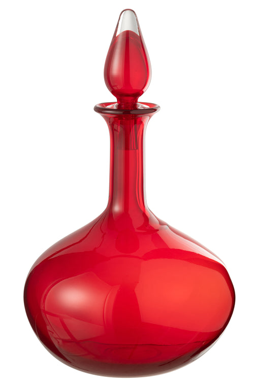 J-Line vaas + stop Fles - glas - rood - Ø 26.5 cm - vtwonen shop