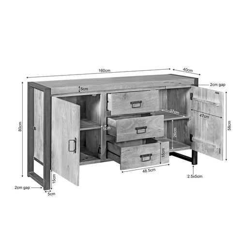 Starfurn Dressoir Britt - Naturel Hout - 160x40x80cm