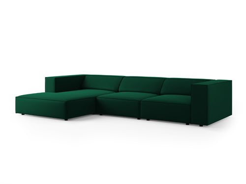Cosmopolitan Design linker hoekbank Arendal 4-zits, flueel, flessengroen - 166x284x70cm