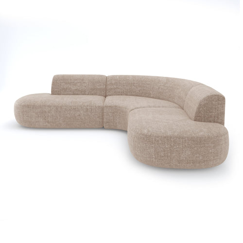 Premium Interiors - Hoekbank WONDER - gewaafd fluweel beige 90cm