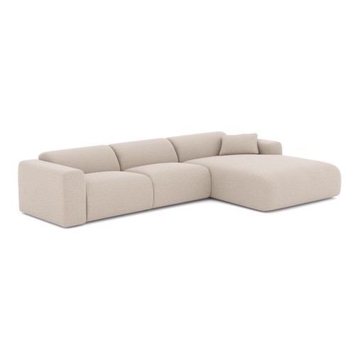 Sia Home - Brede rechte hoekbank MYRA - geweven stof beige 280cm