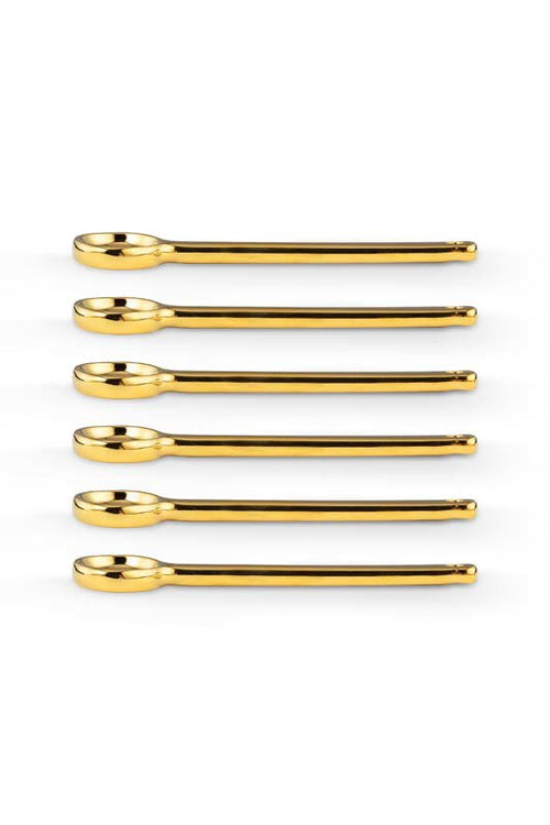 vtwonen Theelepels - Porcelein - Goud - Set van 6