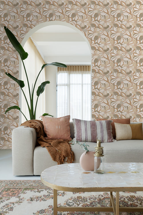 ESTAhome behang bloemmotief beige - 50 x 900 cm - 139628 - vtwonen shop