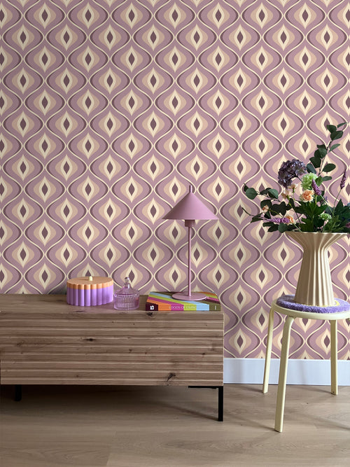 ESTAhome behang retro ornamenten lila paars - 50 x 900 cm - 130988
