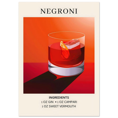 Artfulprints  Negroni cocktail - Ingrediënten   poster A4 21x29.7 cm - vtwonen shop