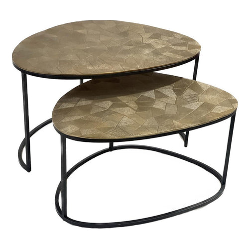 StarFurn Salontafel Filou - Kiezelvormig Goud Metaal - Set van 2