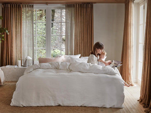 Yumeko dekbedovertrek gewassen linnen pure white 260x220 + 2/60x70 - vtwonen shop