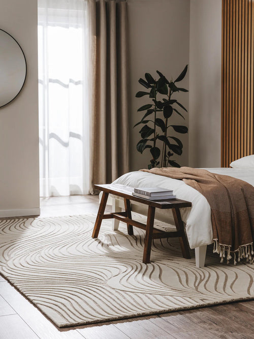 benuta wollen vloerkleed Tess - crème/taupe - 200x300 cm
