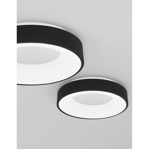 Merano Bancroft 38cm Geïntegreerde LED Semi Flush Light Sandy Zwart Aluminium LED 30W 1950Lm 3000K