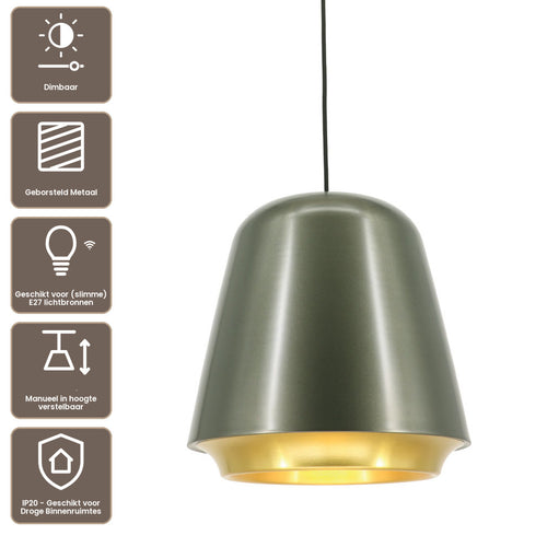 Artdelight hanglamp Santiago - 1 lichts - 35  x 175   cm - mat-chroom - goud
