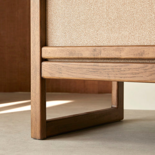 Tikamoon Fauteuil in massief eikenhout en beige stof - Beige