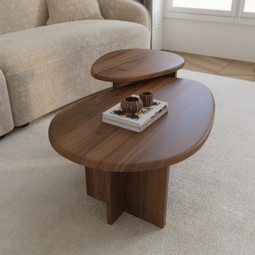 Sia Home - SALONTAFELS CEDRA - Multiplex - Walnoot - 75cm