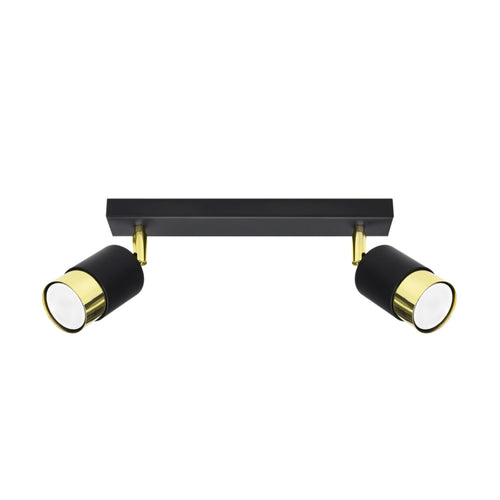 Sollux Lighting Plafondlamp NERO 2 zwart/goud - 30x5x18cm
