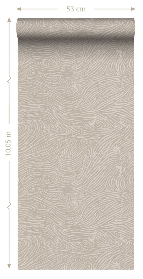ESTAhome behang 3d golvende lijnen taupe - 53 cm x 10.05 m - 139661