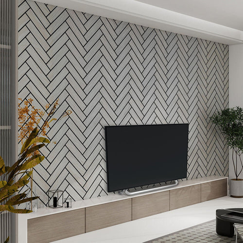 HOME DELUXE - Akoestisch paneel visgraatlook Grijs Eiken 80 x 40 cm