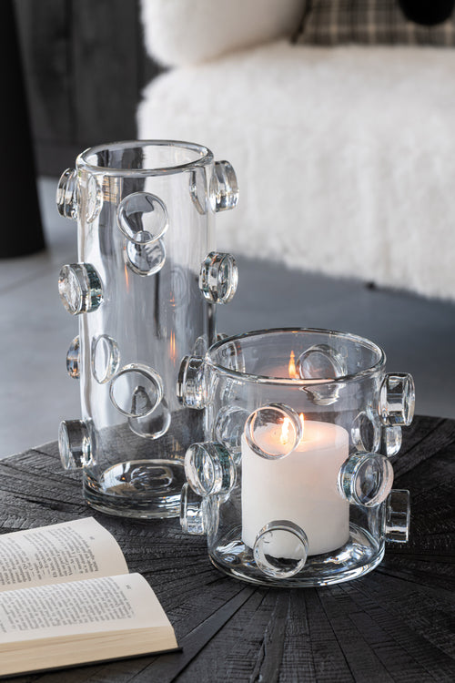 J-Line vaas Pebbles - glas - transparant - large - 36 cm hoog - vtwonen shop