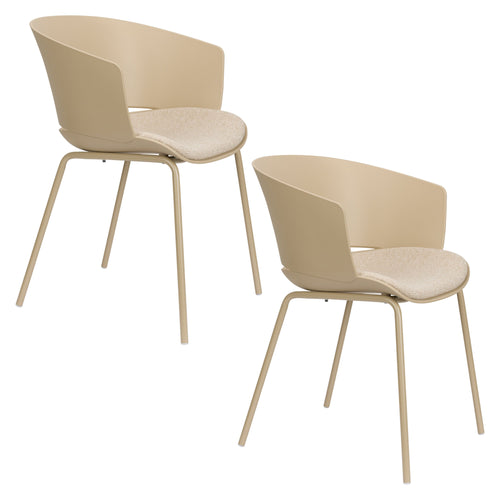 Housecraft Living Jessica Eetkamerstoelen met armleuning Beige - Set van 4 - vtwonen shop