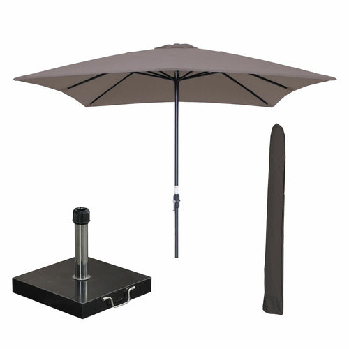 Garden Impressions stokparasol Lotus taupe 250x250 cm met 40kg Cosmo voet en hoes