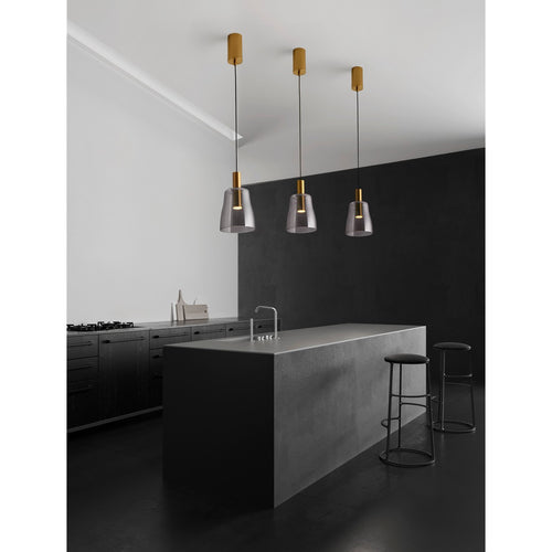 Nova Luce IMATIA Slanke hanglamp voor aan het plafond, rookkleurig messing goudkleurig, LED 7W 192lm 3000K