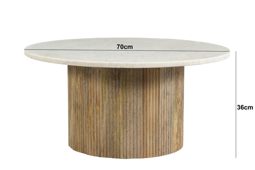 Brix salontafel Nova - mangohout marmer - 70cm - wit