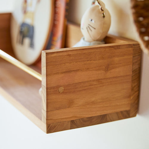 Tikamoon Wandplank voor kinderkamer van massief teakhout 60 cm - Naturel