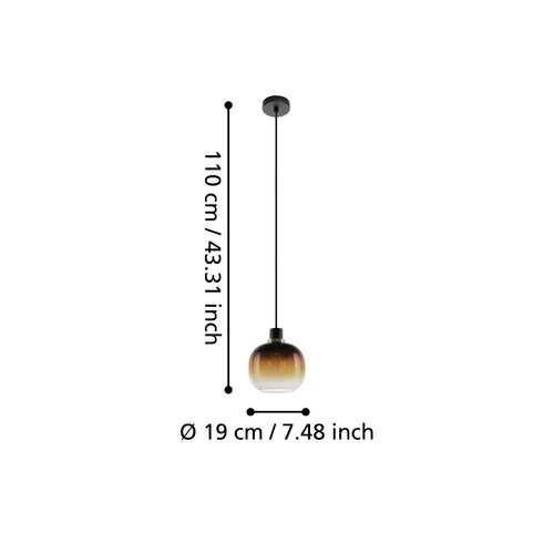 EGLO hanglamp Oilella - e27 - 19 cm - zwart/geelkoper
