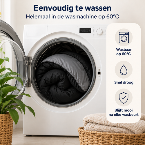 Ten Cate wasbaar dekbed 140x200 - zwart/grijs