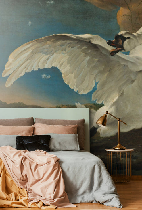 Sanders & Sanders fotobehang De Bedreigde Zwaan van Jan Asselijn bruin - 350 x 279 cm - 950048 - vtwonen shop