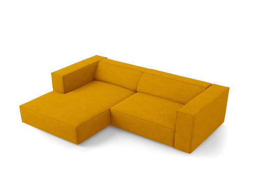 Cosmopolitan Design linker hoekbank Arendal 3-zits, chenille met ribbeleffect, mosterd - 166x224x70cm