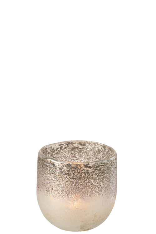 J-Line windlicht Milano - glas - grijs/roze - small - vtwonen shop