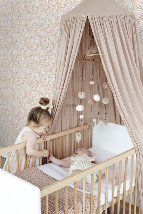 ESTAhome behang bloemetjes zacht roze en beige - 53 cm x 10.05 m - 139533