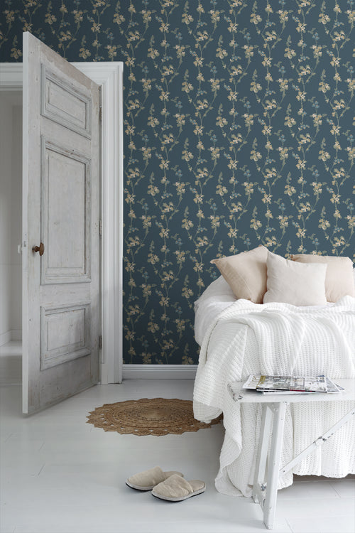 Borastapeter behang bloemen vergrijsd blauw - 53 cm x 10.05 m - 660844 - vtwonen shop