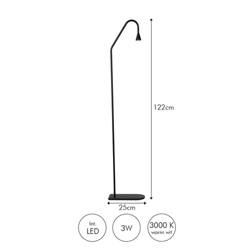 Atmooz vloerlamp Hilton - zwart - 25 x 12 x H 122 cm - geïntegreerde led