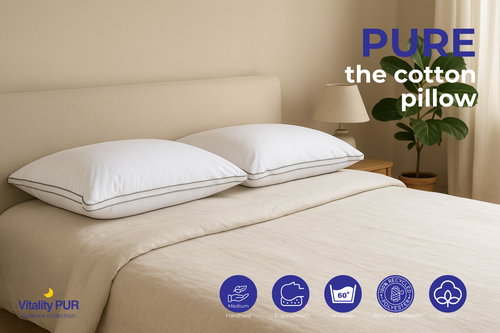 Vitality Pur - PURE Cotton Pillow - Katoenen Hoofdkussen - 60x70cm