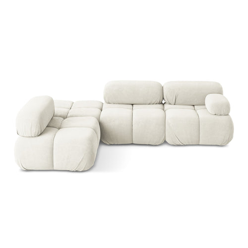 LaMiaSofa hoekbank links Sanremo - chenille stof - wit - 285x190x70