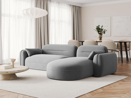 Cosmopolitan Design Modulaire hoekbank rechts Sydney 4-zits, flueel, lichtgrijs - 165x275x70cm