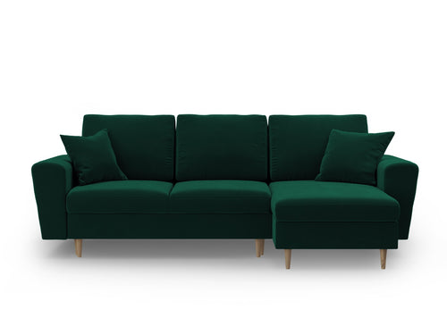 Cosmopolitan Design Omkeerbare converteerbare hoekbank met opbergdoos Kyoto 4-zits, flueel flessengroen - 145x241x88cm