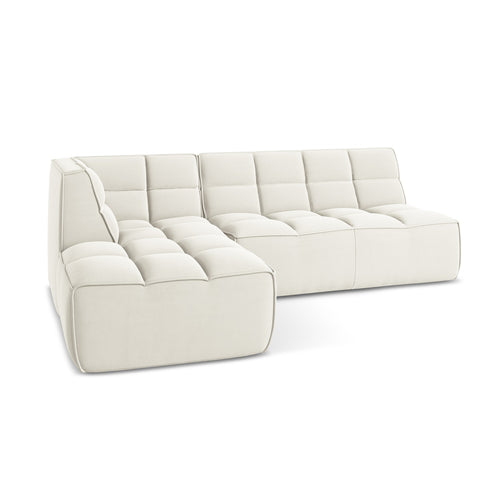 LaMiaSofa Modulaire hoekbank rechts Belluno - velours - lichtbeige - 258x178x75