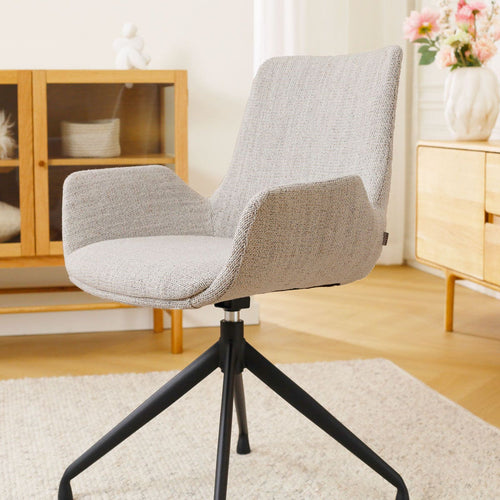 Nolon Nola-Eef Eetkamerstoel Beige Gemêleerd - Draaibaar Zwart Onderstel - vtwonen shop