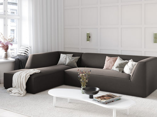 Micadoni linker hoekbank Ruby 4-zits, flueel, donkergrijs - 180x273x69cm