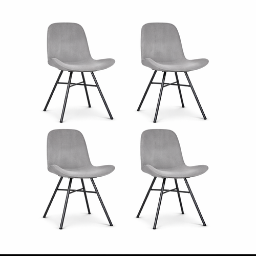 Nolon Noa-Fé Eetkamerstoelen Set van 4 - Velvet Grijs - Zwarte Poten