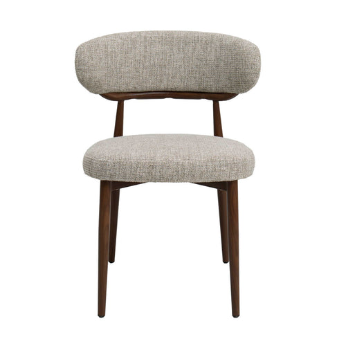 DÉJA Living Eetkamerstoel Milan - Beige/Walnoot Stof - Set van 2 - vtwonen shop
