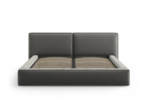 Micadoni Opbergbed met hoofdeinde Jodie 200x200cm, flueel, lichtgrijs - 228x251x108cm