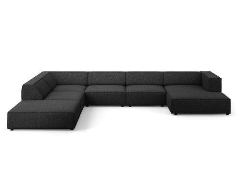 Cosmopolitan Design Panoramische hoekbank links Arendal 7-zits, chenille, zwart - 262x364x70cm