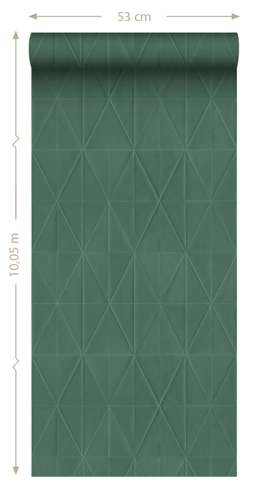 Origin Wallcoverings eco-texture vliesbehang origami motief donkergroen - 0,53 x 10,05 m - 347859 - vtwonen shop