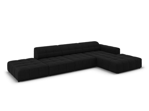 Cosmopolitan Design rechter hoekbank Chicago 5-zits, flueel zwart - 167x348x78cm