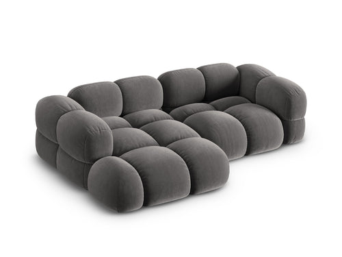 Cosmopolitan Design linker hoekbank Loretto 3-zits, flueel grijs - 147x250x68cm