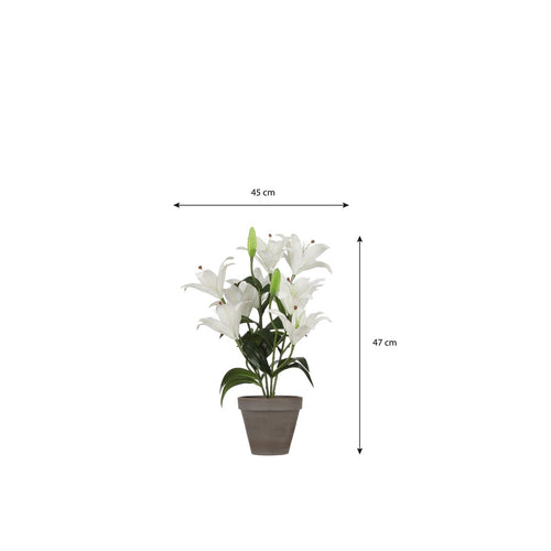 Mica Decorations Tijgerlelie Kunstplant in Bloempot Stan - H47 x Ø45 cm - Wit