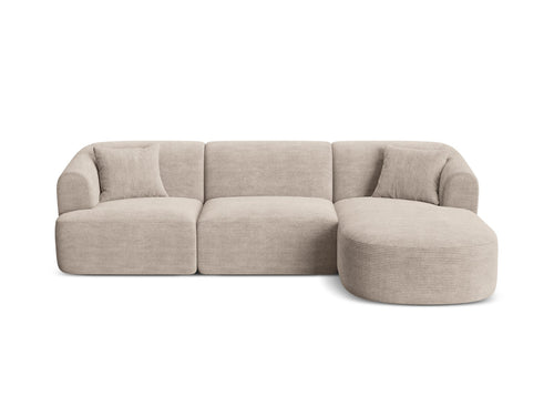 Cosmopolitan Design Modulaire hoekbank rechts Campi 4-zits, ribfluwelen cappuccino - 156x256x70cm